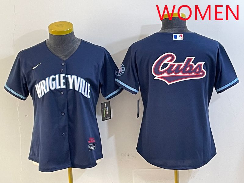 Women Chicago Cubs Blank Blue City Edition Game 2025 Nike MLB Jersey style 2->women mlb jersey->Women Jersey